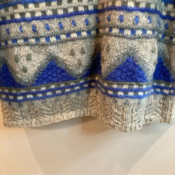 SEGRETS SUN PRINTS Sz L Wool Cotton Blend Hand Knitted Drop Shoulder Cardigan - Picture 11 of 13